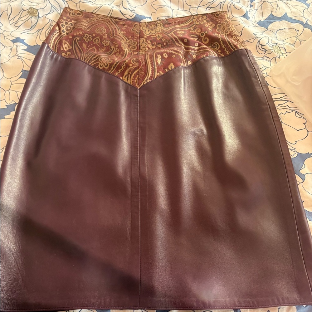 Vintage 70s burgundy  Leather Skirt